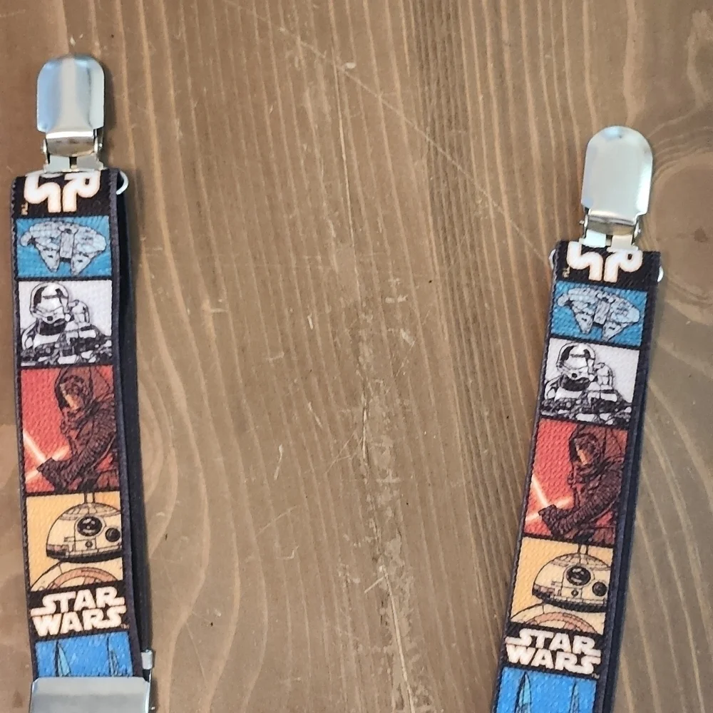 Star Wars Elastic Adjustable Clip-on Kids Suspenders Great Condition Multi-Color